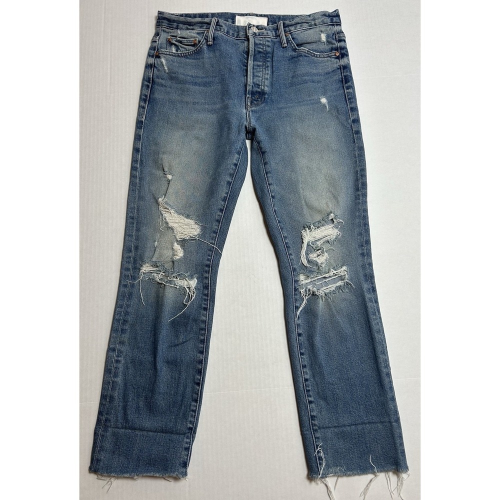Mother Superior The Trickster Skimp Fray Blue Denim Jeans Thrill Seeker Size 27